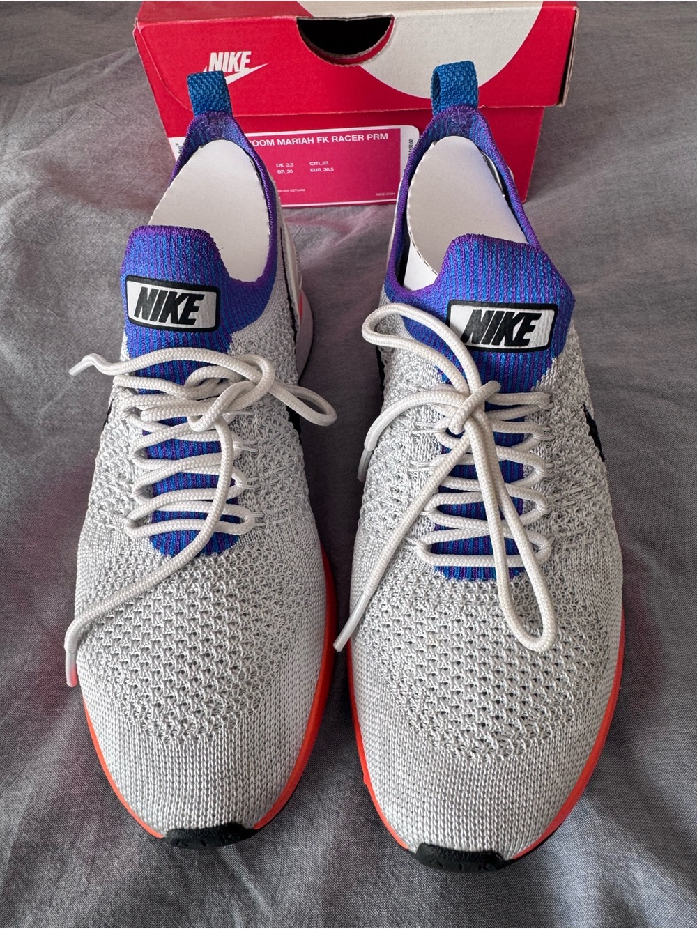 Nike air zoom Mariah  Racer Sneakers in White, Blue & Coral - 6w - Picture 2 of 7
